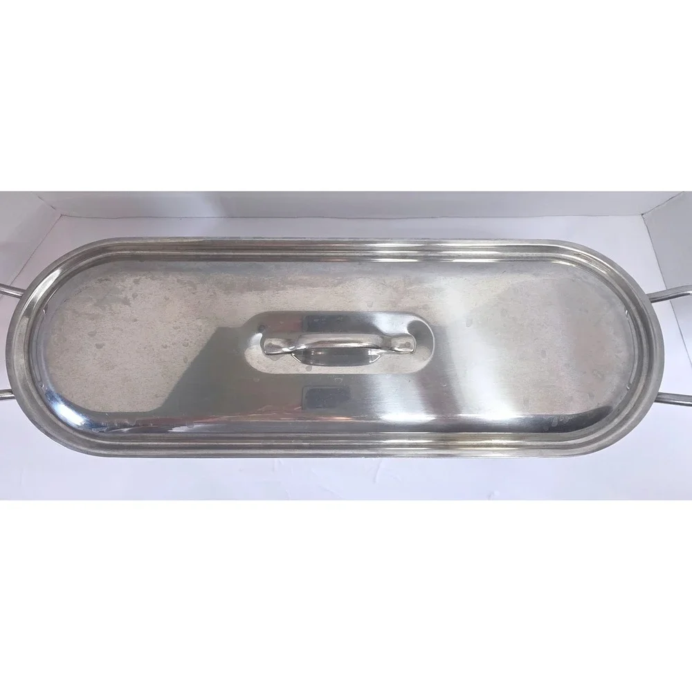 Inox Italy Stainless Steel Fish Poacher 18/10 Oval Steamer Pan with Rack 18 Inch